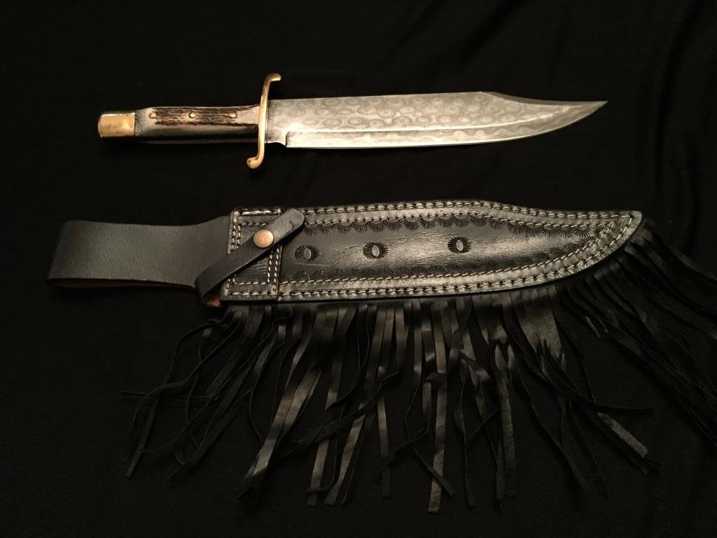 Massive Bowie "Rainbow" Damascus Knife (1 of 5)