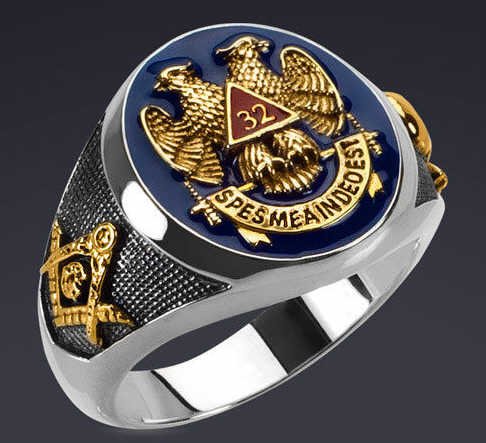 Men's Sterling Masonic Signet Ring: New enamel & 24kt gold over sterling silver Masonic ring. Size 13.
