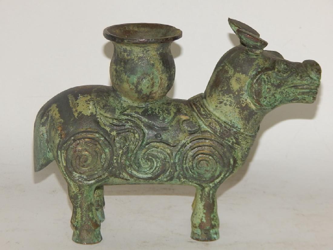 BRONZE ANIMAL FIGURE CANDLE STAND (1 of 4)