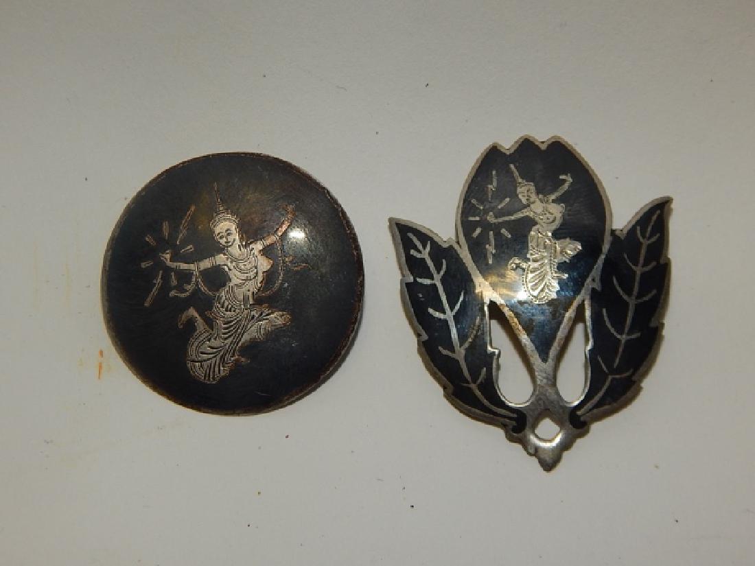 TWO SIAM STERLING SILVER PINS: BEAUTIFUL SIAM PINS. 0.4OZ.