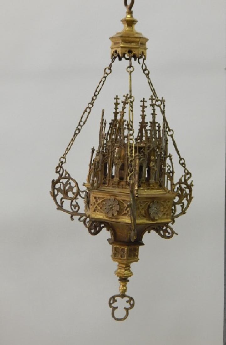 BRONZE RELIGIOUS HANGING CANDLE FIXTURE (1 of 6)