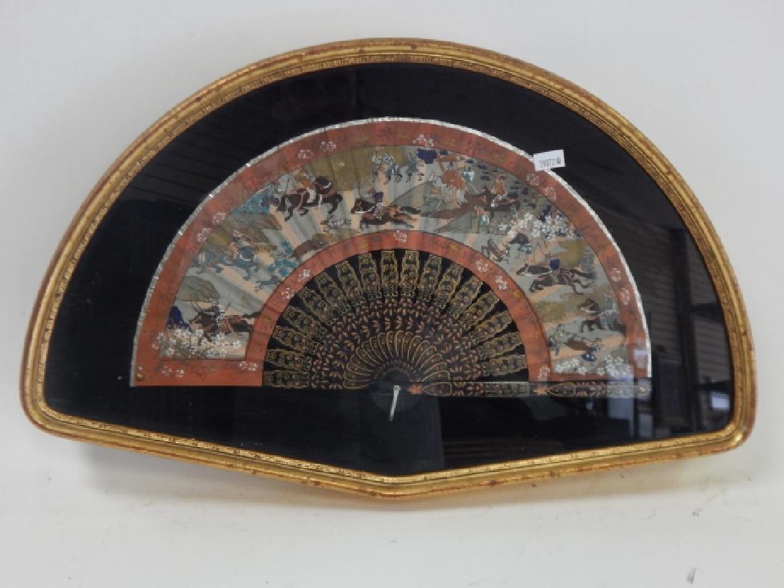 HAND PAINTED FAN IN FRAME (1 of 2)