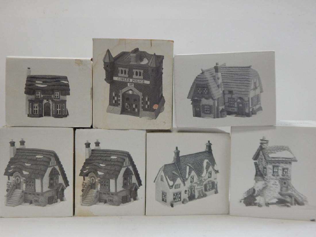 7 PC. DEPARTMENT 56 HERITAGE VILLAGE COLLECTION: 7 HERITAGE VILLAGE COLLECTION BUILDINGS BY DEPARTMENT 56. "DICKENS VILLAGE COLLECTION"