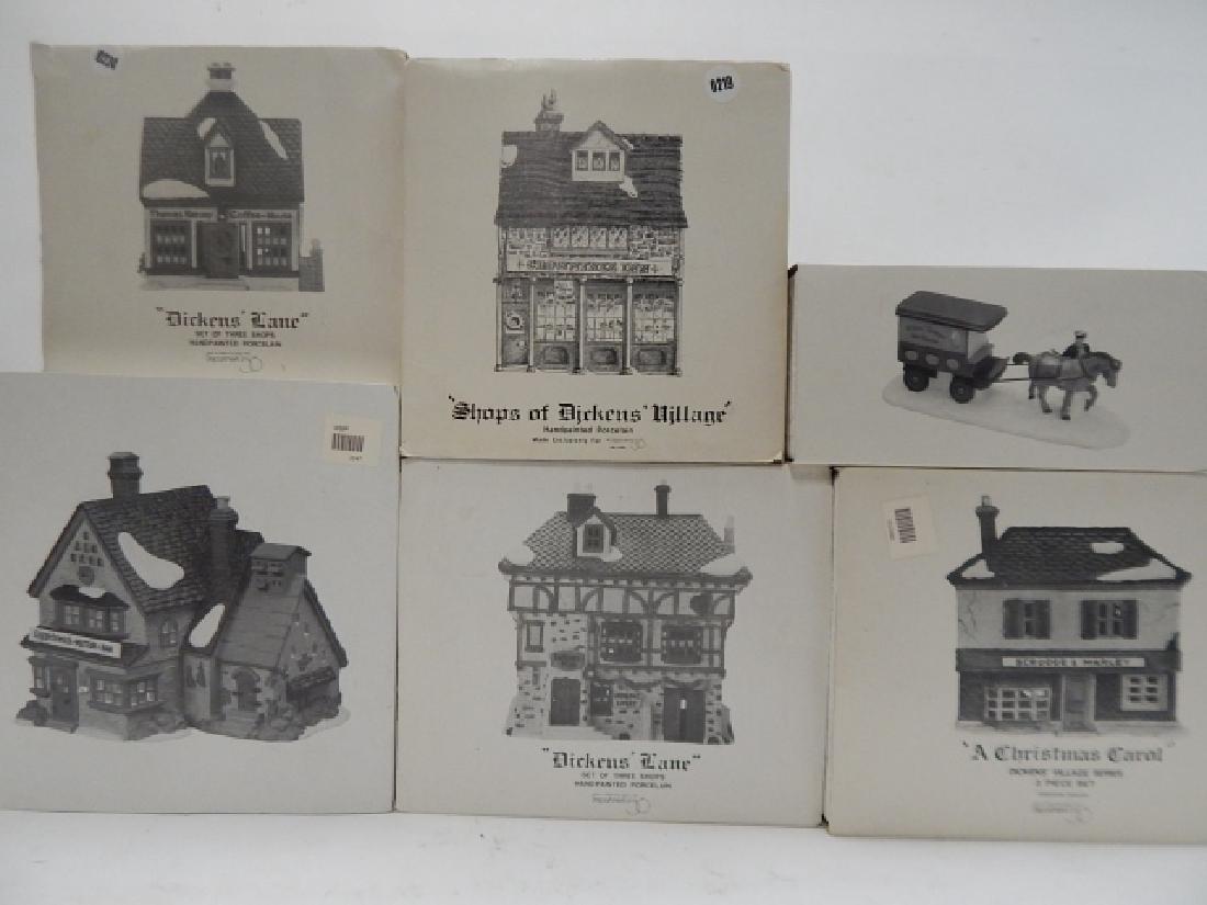 6 PC. DEPARTMENT 56 HERITAGE VILLAGE COLLECTION: 6 HERITAGE VILLAGE COLLECTION BY DEPARTMENT 56. INCLUDES BUILDINGS AND ACCESSORIES.