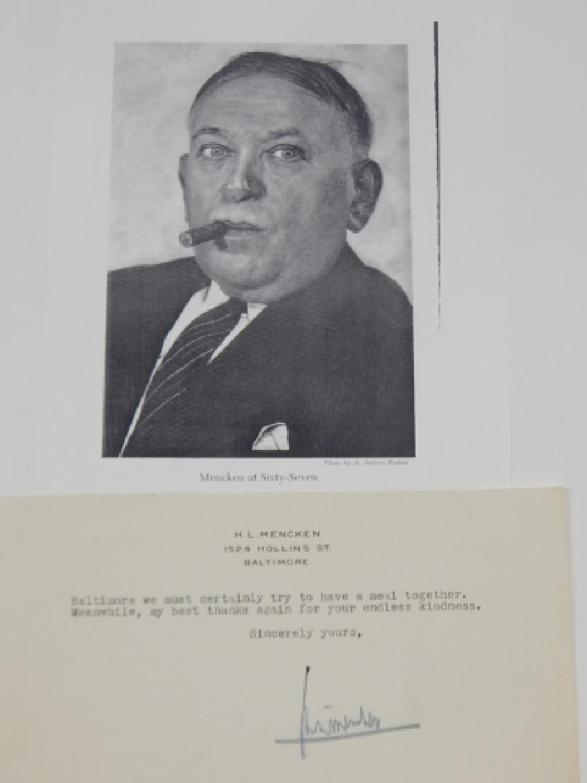 H.L. MENCKEN SIGNED LETTER WITH PHOTO (1 of 4)