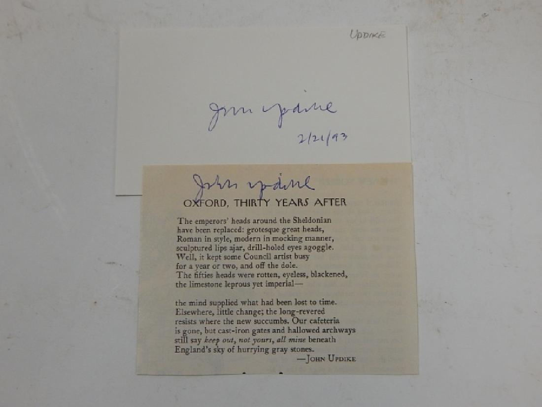 JOHN H. UPDIKE & JAMES A. MICHENER AUTOGRAPHS: JOHN HOYER UPDIKE(March 18, 1932 â€“ January 27, 2009) was an American novelist, poet, short story writer, art critic, and literary critic. JAMES ALBERT MICHENER, February 3, 1907 â€“ Octobe