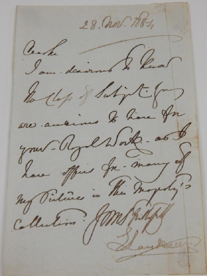 SIR EDWIN HENRY LANDSEER SIGNED LETTER WITH PHOTO (1 of 3)