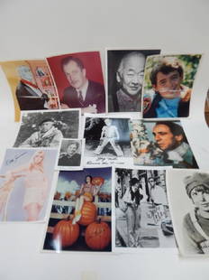 COLLECTION OF AUTOGRAPHED PICTURES: SIGNATURES INCLUDE: JAY NORTH, ACTOR. JACKIE COOGAN, ACTOR/COMEDIAN. ELKE SOMMER, GERMAN ACTRESS. MATTHEW BRODERICK, AL LEWIS, "GRANDPA MUNSTER". WOODY ALLEN, ACTOR. PAT MORITA, ACTOR. HELEN