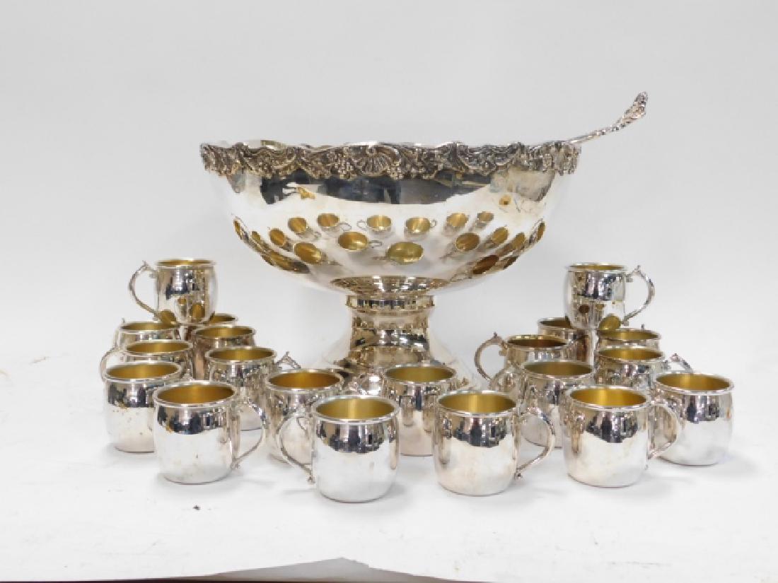 SILVER PLATE PUNCH BOWL SET (1 of 9)