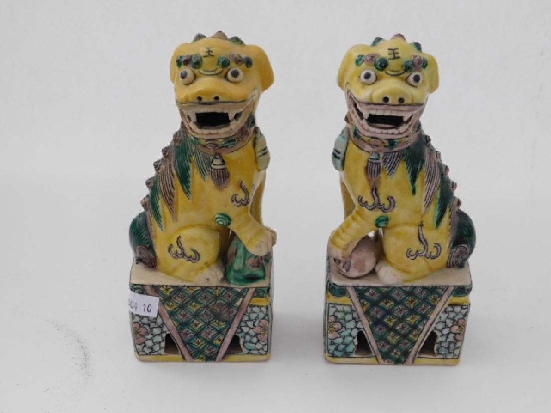 PAIR OF FOO DOGS: 6 1/2" TALL. GOOD CONDITION