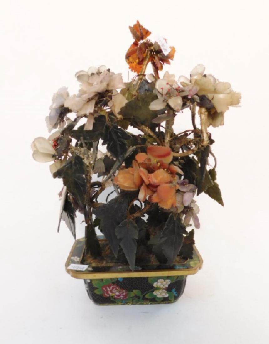 JADE FLOWER ARRANGEMENT IN CLOISONNE BOWL (1 of 3)