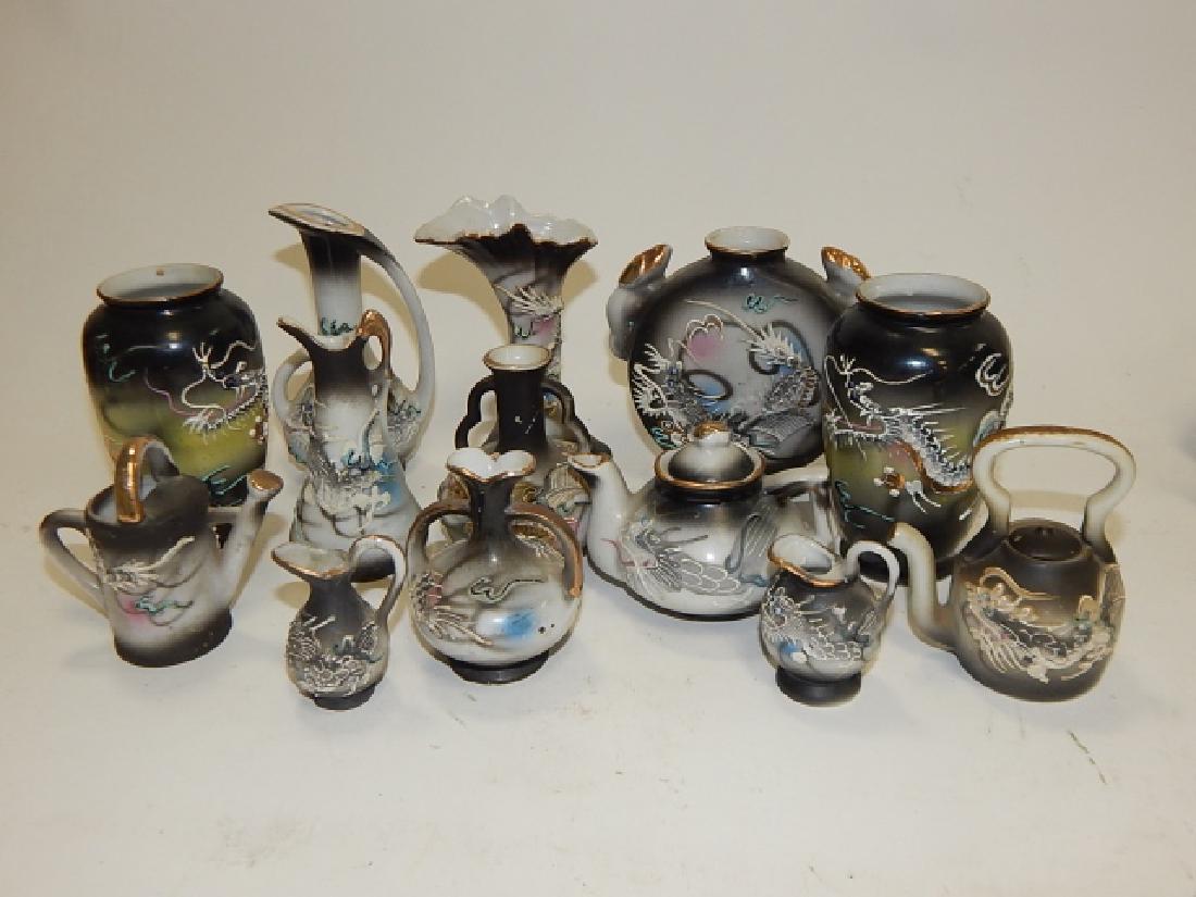 THIRTEEN MINIATURE DRAGONWARE VASES (1 of 5)