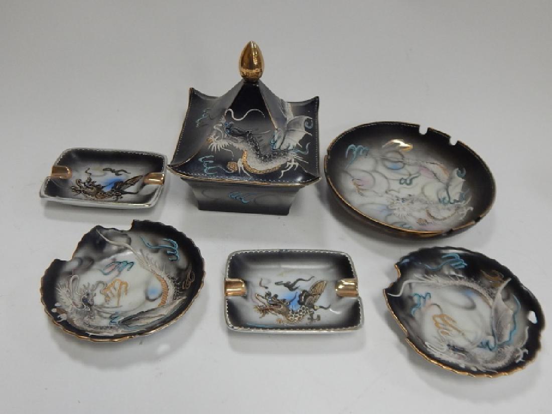 ASSORTED DRAGONWARE DISHES AND ASH TRAYS (1 of 6)