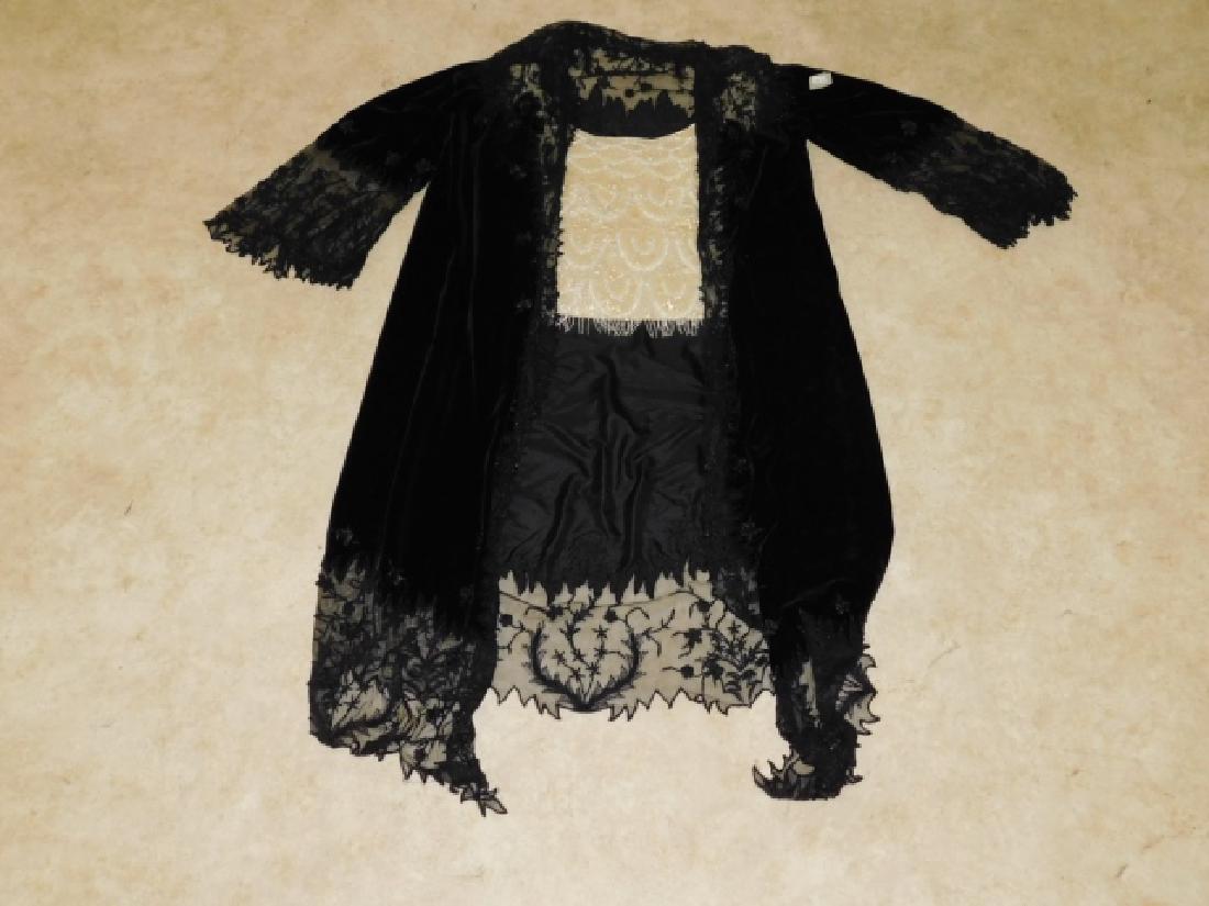 LADIES LACE JACKET WITH BEADED CAMISOLE: BOTH PIECES ARE BEADED AND IN GOOD CONDITION. CAMISOLE IS LARGE SIZE