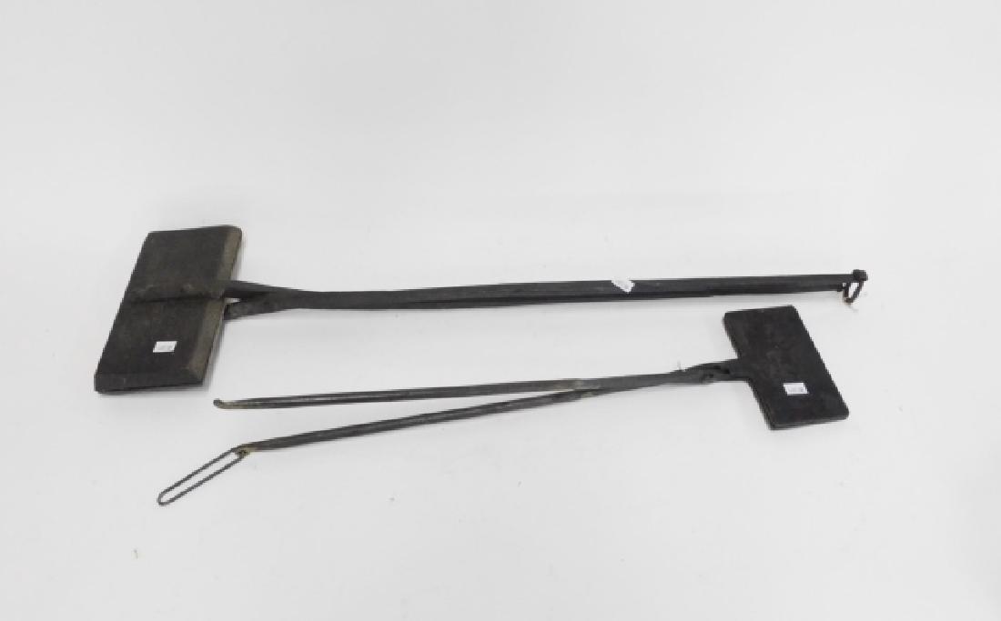TWO CAST IRON WAFFLE IRONS: INCLUDES 19TH CENTURY WAFFLE IRON