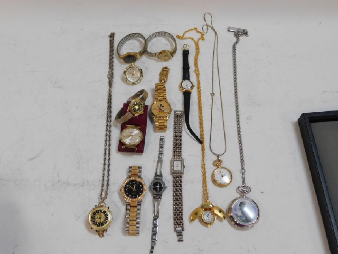 LOT OF WATCHES: CIMEGA, WESTCLOX, WOLDMAN, GENEVA, RUMOURS, HUNTERS RUN, TISSOT, SEIKO AND OTHERS