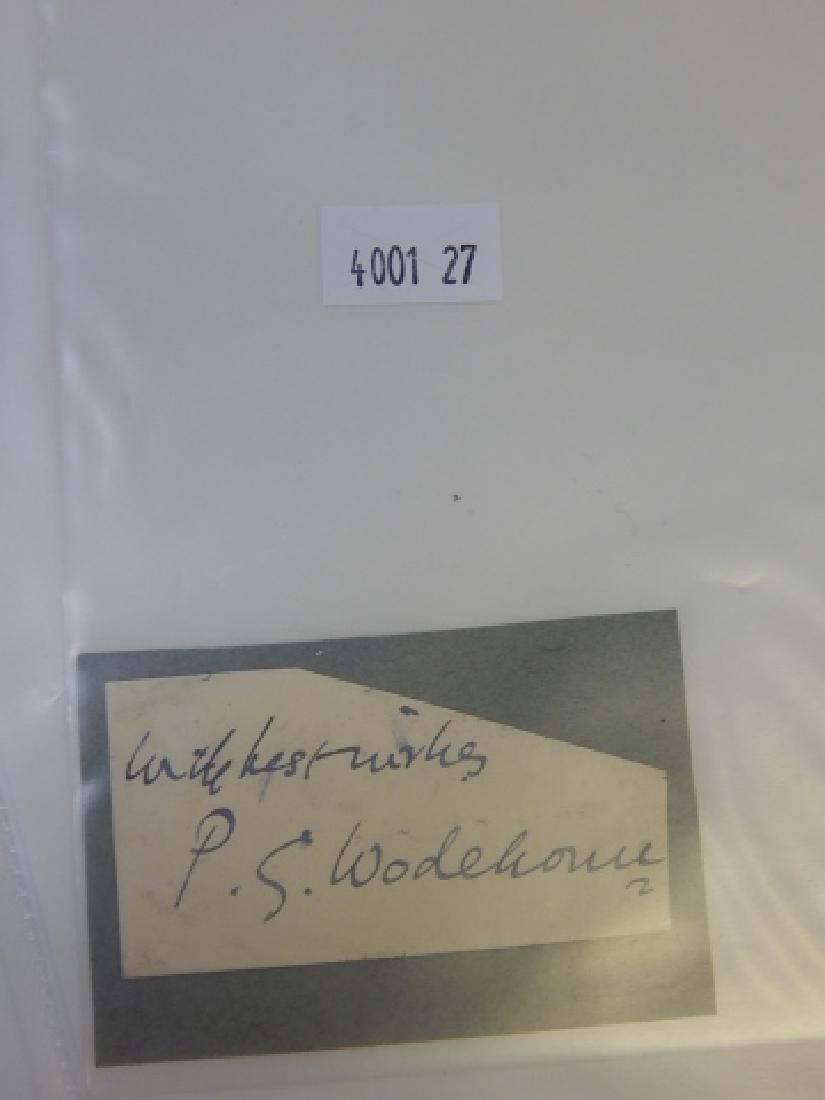 SIR P. G. WIDEHOUSE AUTOGRAPH: 1881-1975. ENGLISH BORN AMERICAN NOVELIST, PLAYWRIGHT, AND HUMORIST.