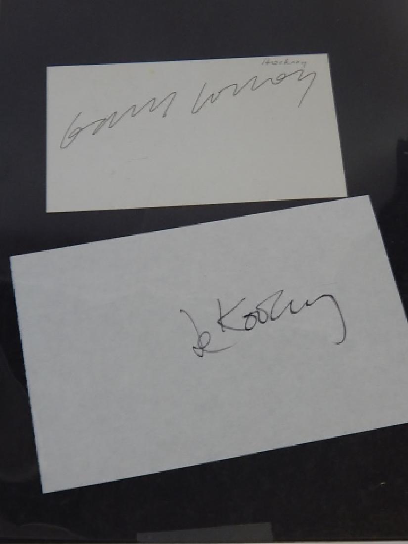 DAVID HOCKNEY & WILLIAM DE KOENIG AUTOGRAPH: David Hockney, is an English painter, draughtsman, printmaker, stage designer and photographer. Willem de Kooning was a Dutch-American abstract expressionist artist.