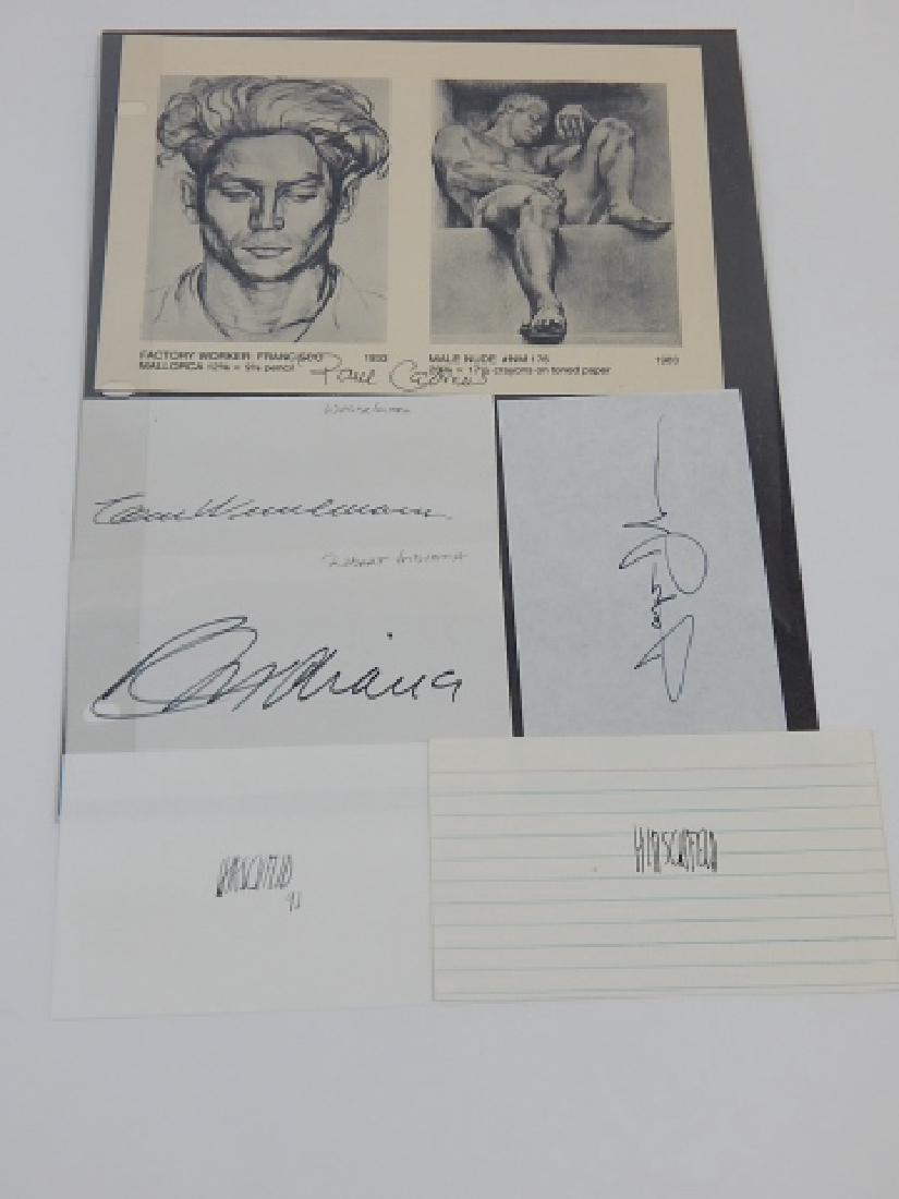 WESSELMANN, CADMUS, INDIANA, HIRSCHFELD, JOHNS: AUTOGRAPHS OF AMERICAN ARTISTS: TOM WESSELMANN, PAUL CADMUS, ROBERT INDIANA, (2) AL HIRSCHFELD, & JASPER JOHNS