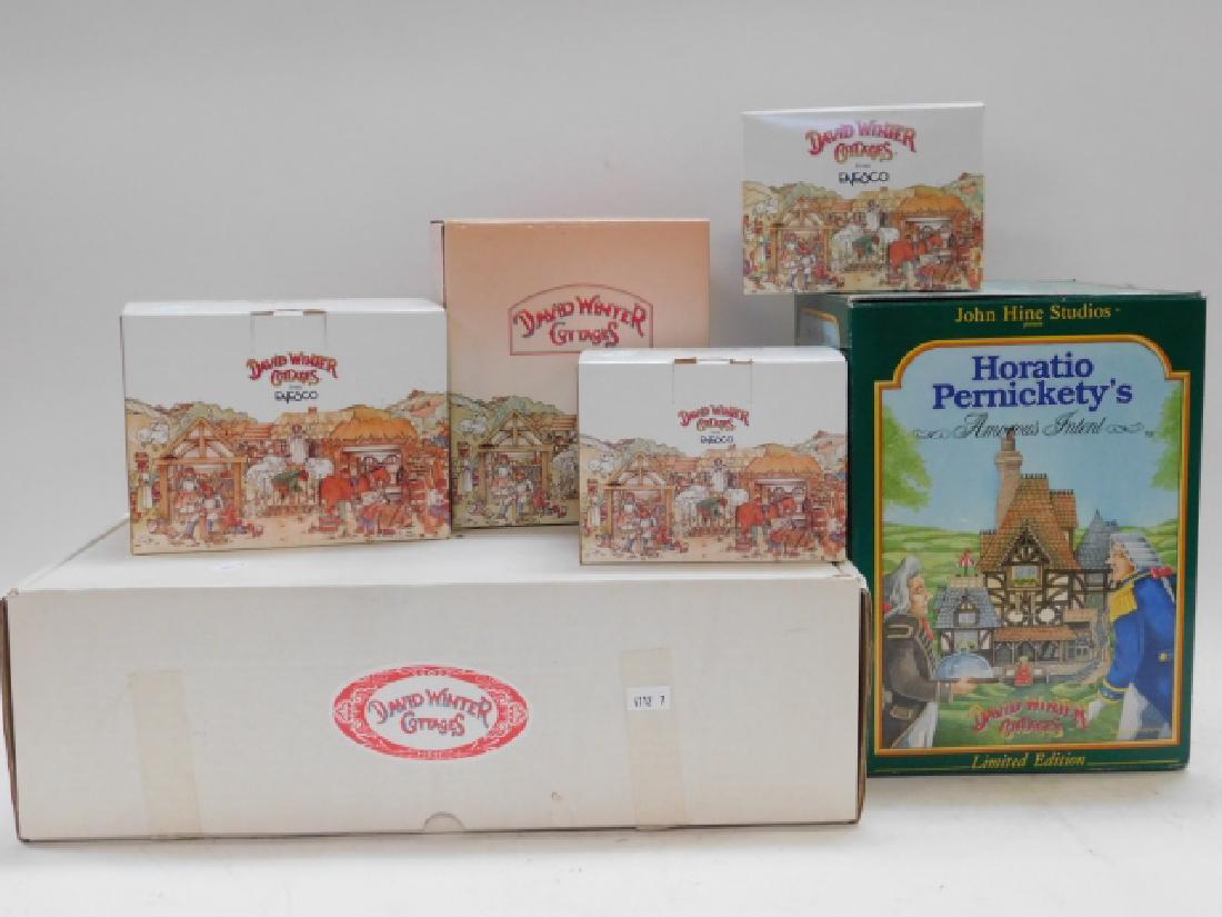 6 PIECE DAVID WINTER COLLECTION: INCLUDES: DIORAMA LIGHT, THE ARTIST'S STUDIO, THE ROYAL BOX, THE AICHEMIST'S COTTAGE, HORATIO PERNICKETY.