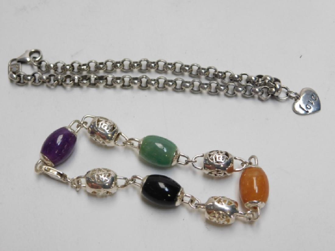 STERLING SILVER AND MULTI-COLORED STONE BRACELET (1 of 2)