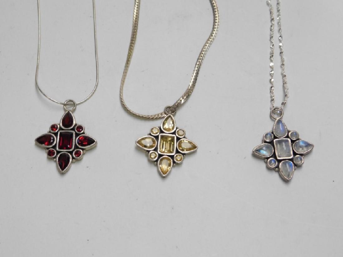 THREE MULTI-COLORED PENDANTS ON CHAINS (1 of 3)