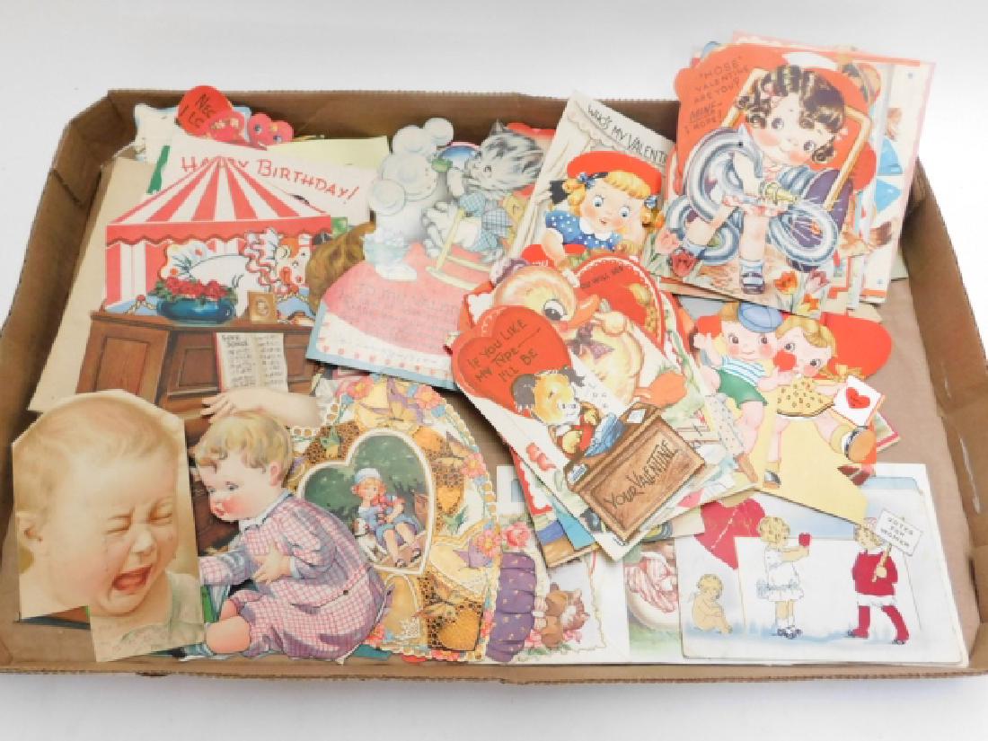 COLLECTION OF VALENTINES FROM THE 1940'S: DIFFERENT SHAPES AND SIZES.