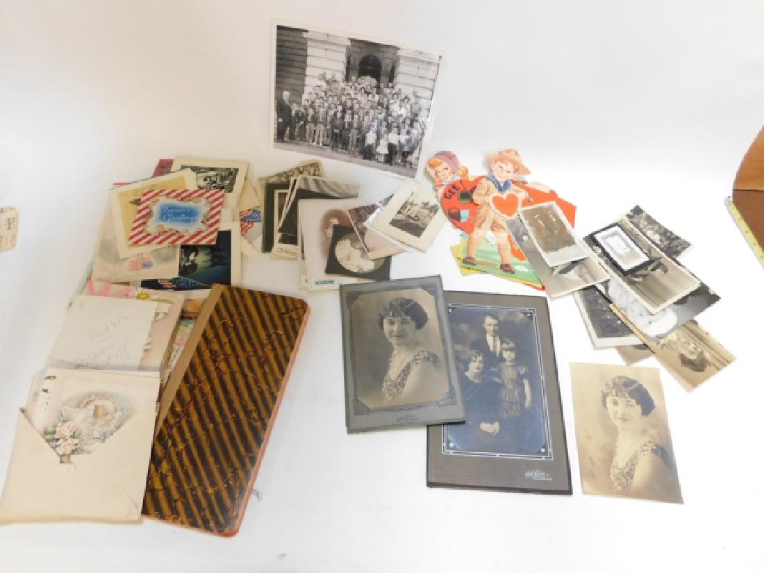 LOT OF GREETING CARDS AND PHOTO'S: COLLECTION OF OLD GREETING CARDS AND VALAENTINE'S WITH PHOTOS