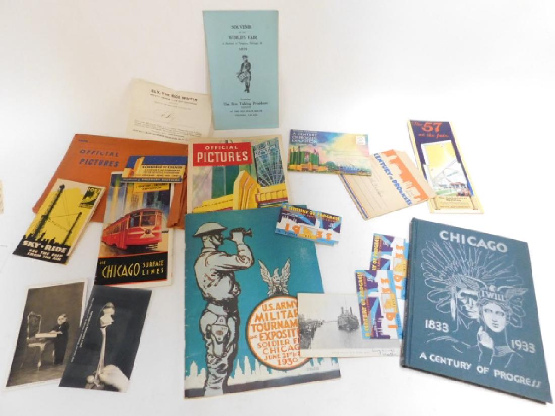 CENTURY OF PROGRESS PAPER COLLECTION: BOOKS, PHOTOGRAPHS, BROCHURES, ETC.