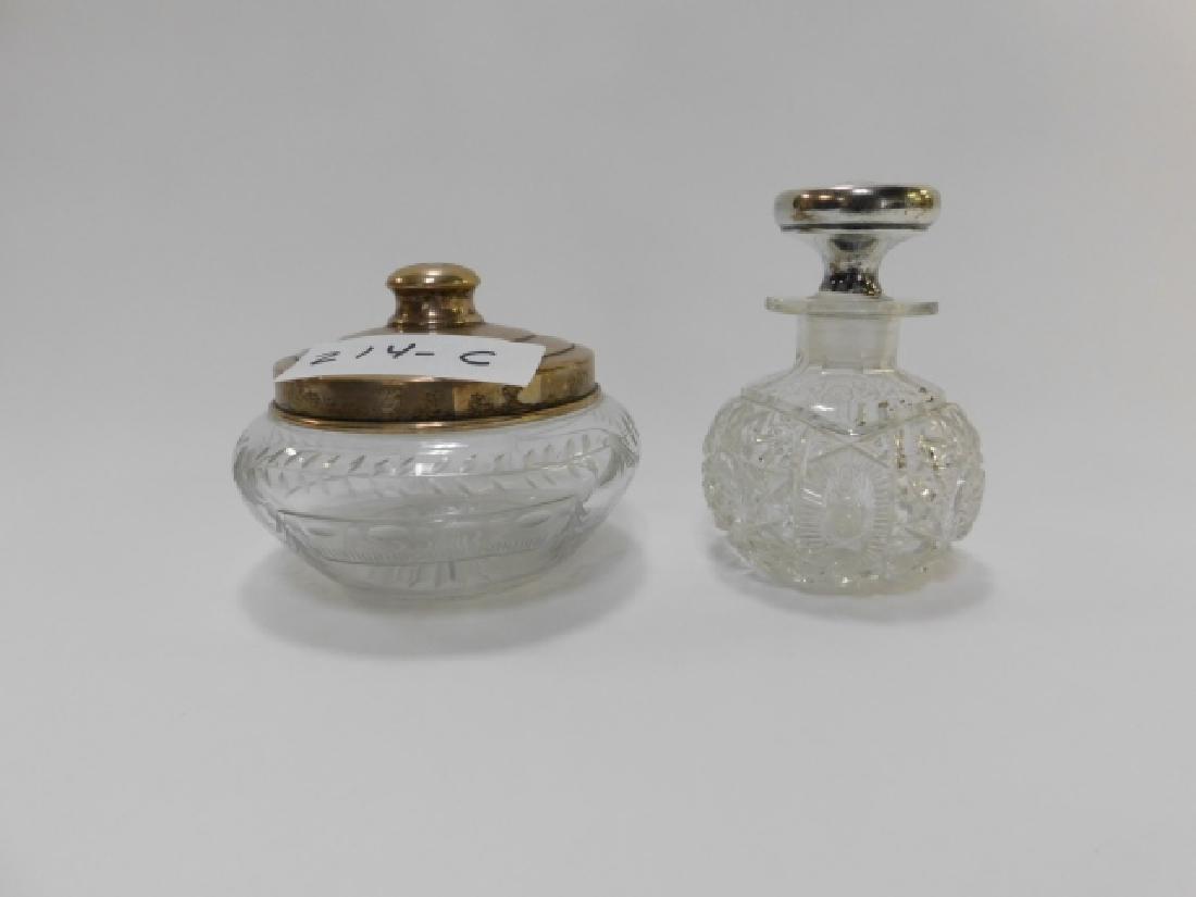 CUT GLASS PERFUME BOTTLE AND POWDER BOX (1 of 4)