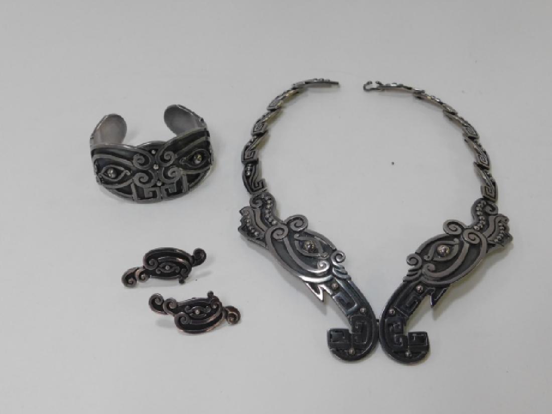 TAXCO NECKLACE, EARRINGS, AND CUFF BRACELET SET (1 of 5)