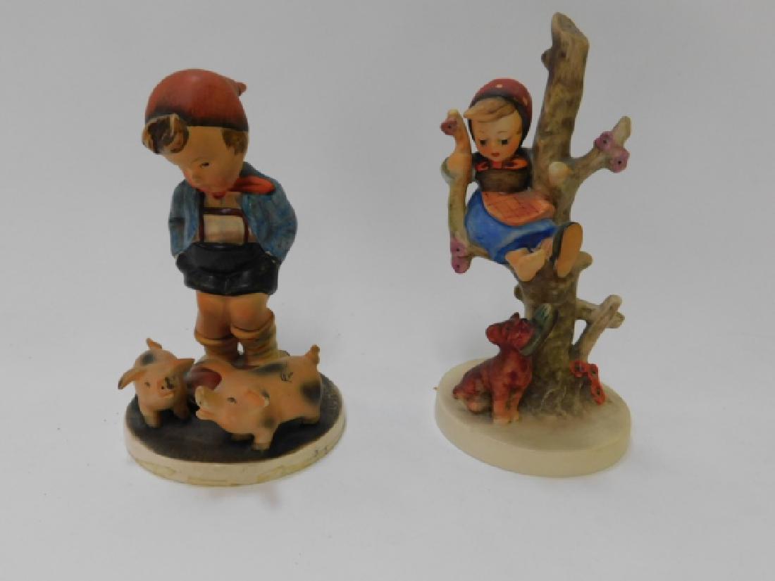 HUMMEL AND GOEBEL FIGURINES: SIGNED ON BOTTOMS. TALLEST IS 6 1/4"