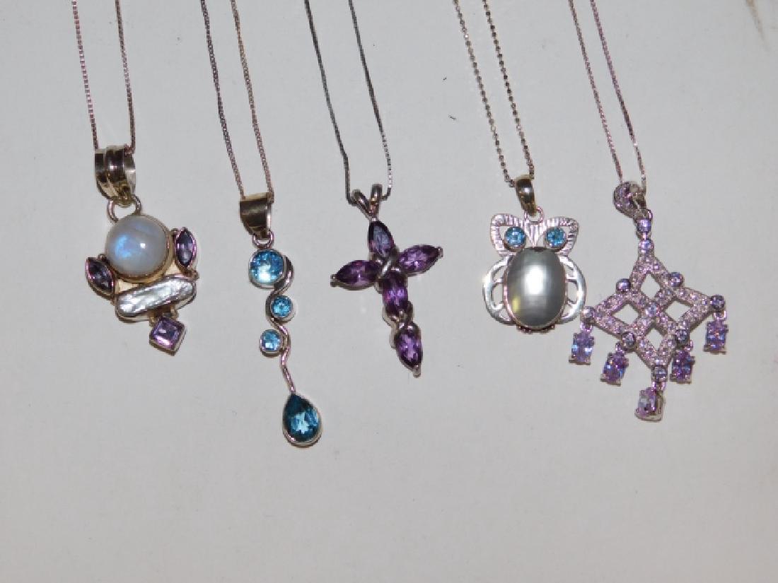 FIVE STERLING SILVER NECKLACES (1 of 2)