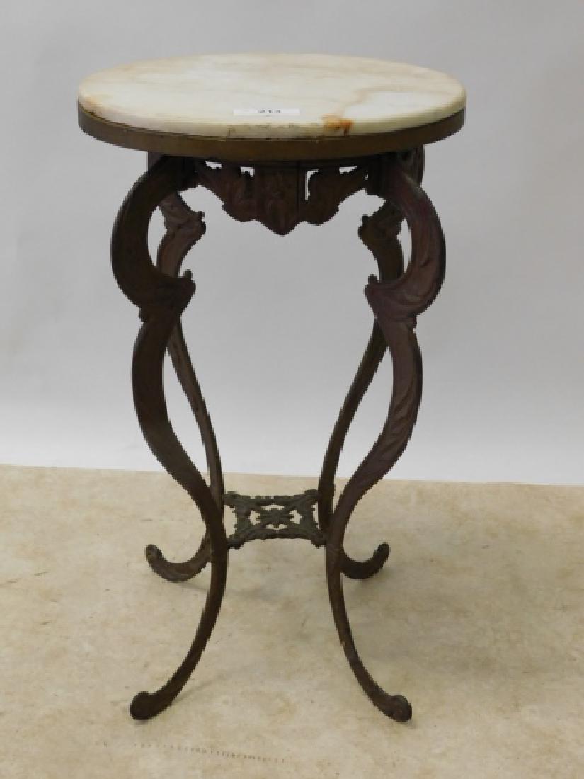 IRON  END TABLE WITH MARBLE TOP (1 of 3)
