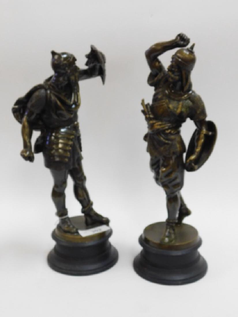 PAIR OF METAL STATUES AND WOOD BASE (1 of 4)