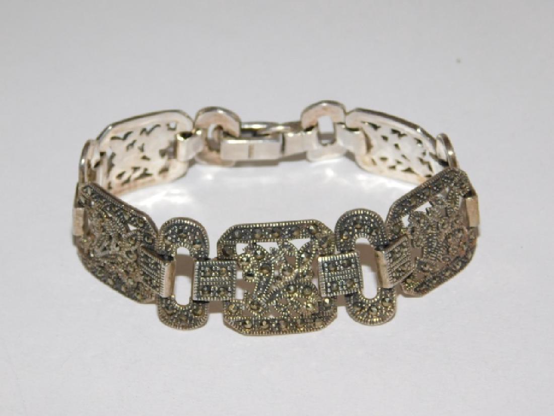 STERLING SILVER BRACELET WITH MARCASITE: 1.4OZ. GORGEOUS, INTRIGUING, JUST EXQUISITE. THIS IS A MUST HAVE!