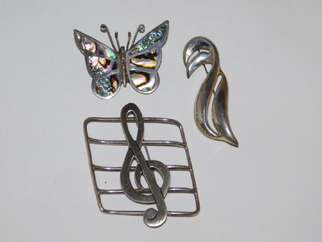 THREE MEXICAN STERLING SILVER PINS (1 of 1)