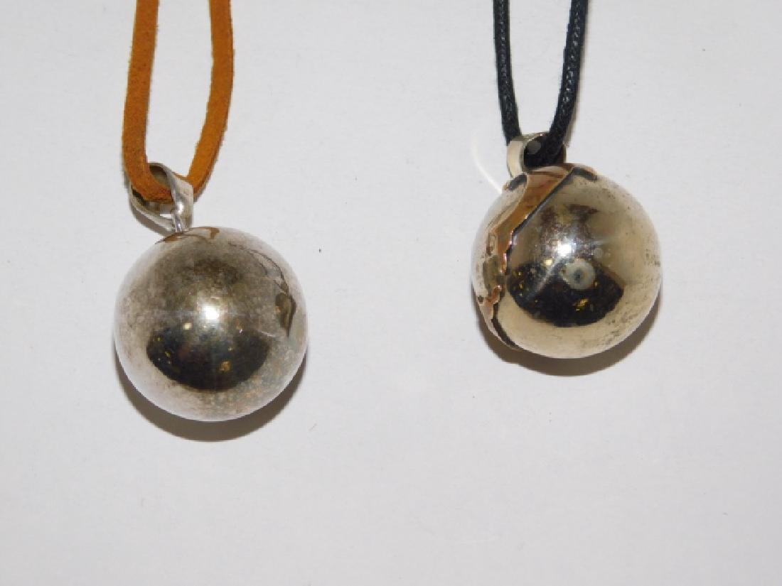 TWO STERLING SILVER CHIME BALL PENDANTS (1 of 2)
