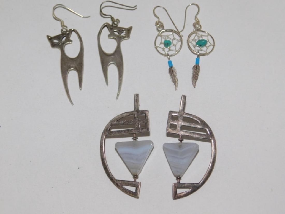 THREE PAIRS OF STERLING SILVER EARRINGS (1 of 1)