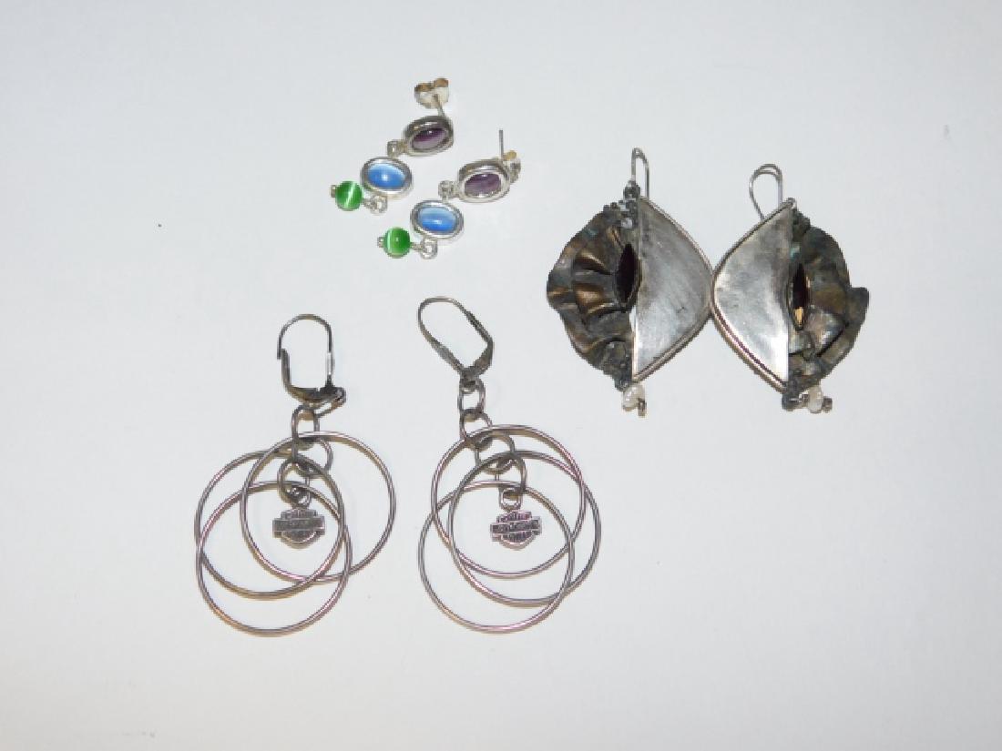 THREE PAIRS OF STERLING SILVER EARRINGS (1 of 3)