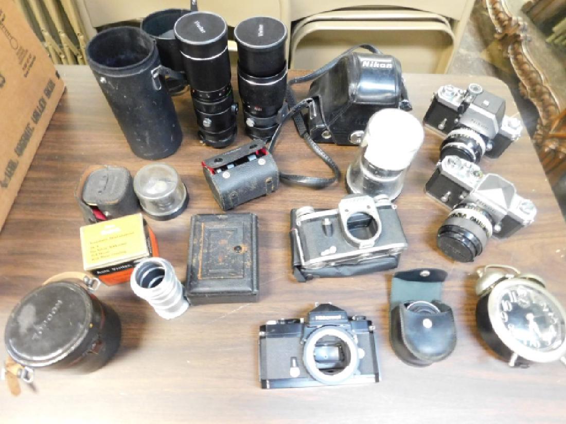 COLLECTION OF CAMERA GEAR: NIKON, VIVITAR, PENTACAN CAMERAS. NIKON LENSES. GREAT COLLECTION, WITH A LOT OF POTENTIAL ADDITIONAL INFORMATION AVAILABLE UPON REQUEST
