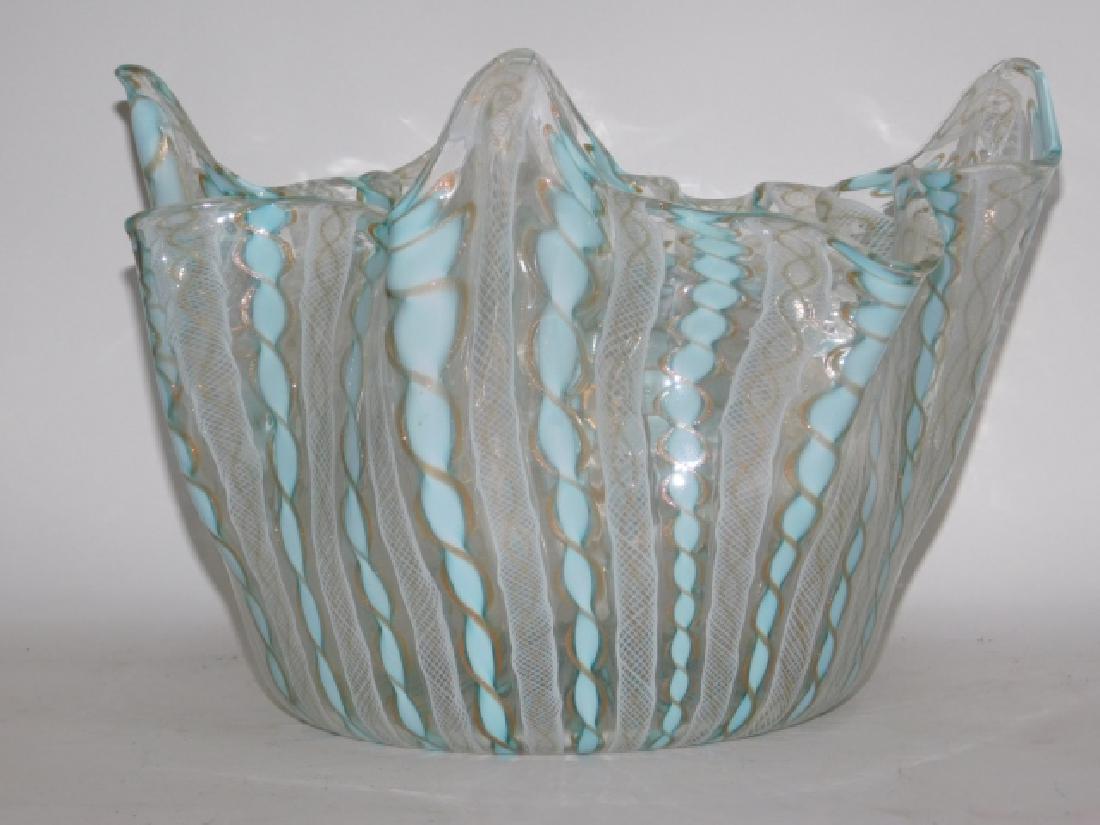 VENETIAN GLASS HANDKERCHIEF VASE: APPROX 7" TALL BY 10" DIAMETER