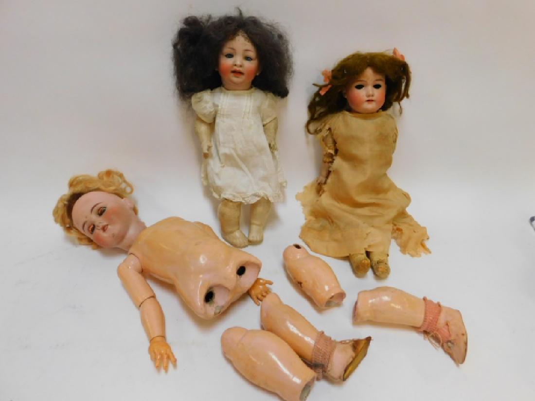 COLLECTION OF GERMAN PORCELAIN DOLLS AND MORE: COMPOSITION AND PORCELAIN. AS IS CONDITION