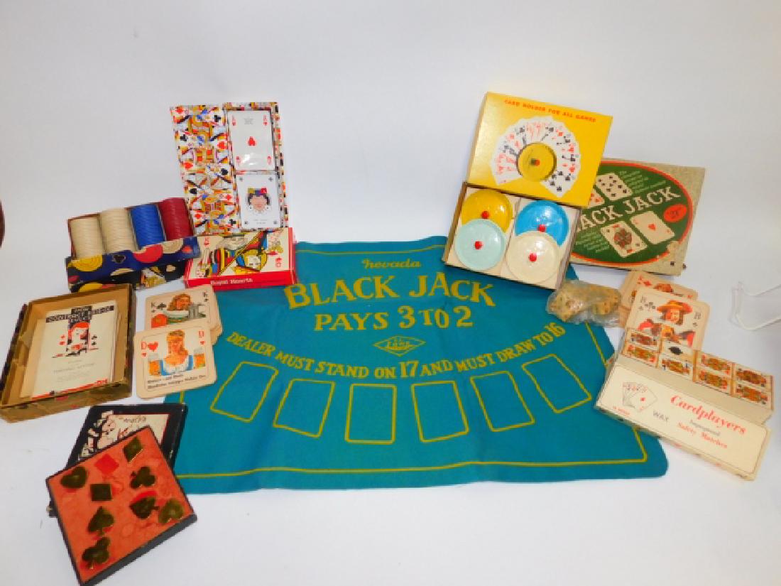 BLACK JACK MAT, POKER CHIPS AND MORE (1 of 7)