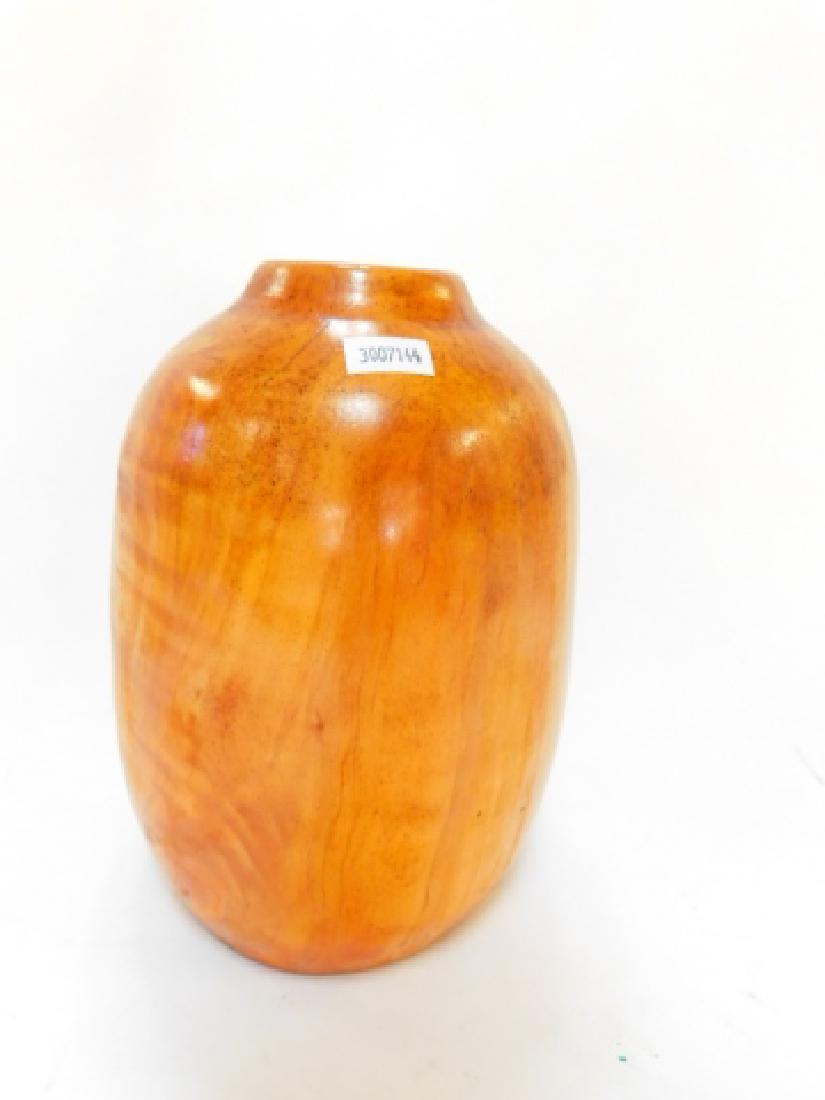 GARY MAX HARD CARVED WOODEN VASE: SIGNED ON BOTTOM. 2009