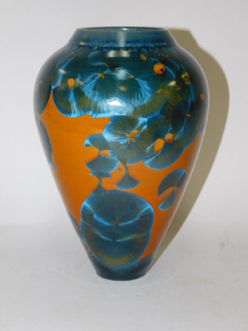SIGNED POTTERY VASE: SIGNED ON BOTTOM. 8 1/2" TALL. GOOD CONDITION