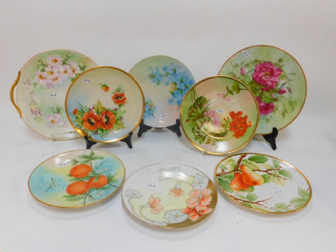 EIGHT HAND PAINTED PLATES: BAVARIA, LIMOGES, NIPPON
