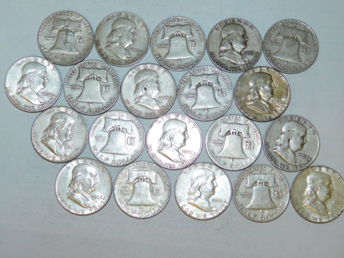 20 FRANKLIN HALF DOLLARS (1 of 2)