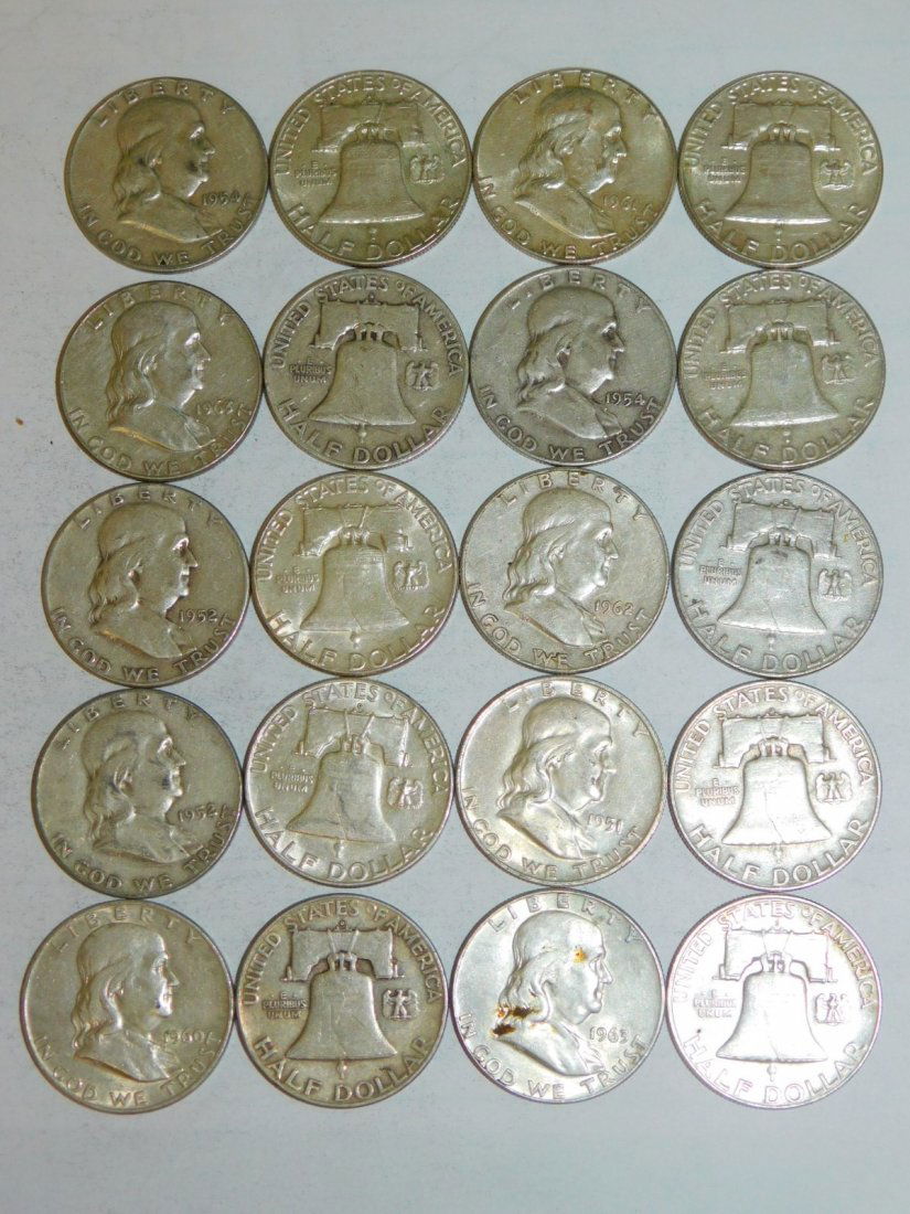 20 FRANKLIN HALF DOLLARS (1 of 2)