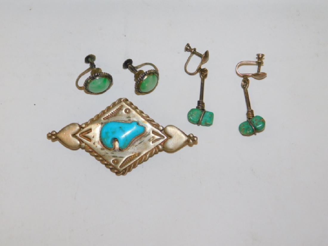 TWO PAIRS OF STERLING SILVER EARRINGS WITH PIN (1 of 1)